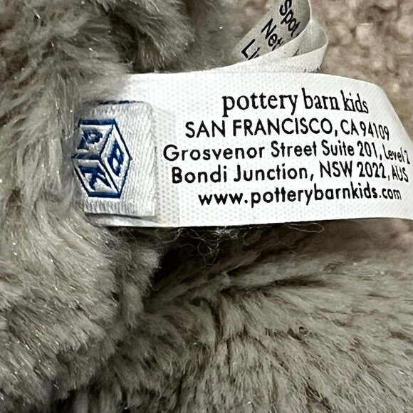 Pottery Barn Kids 11” Bunny Rabbit Lovey Plush Floppy Ears Pink Bow Taupe Gray - Picture 3 of 4